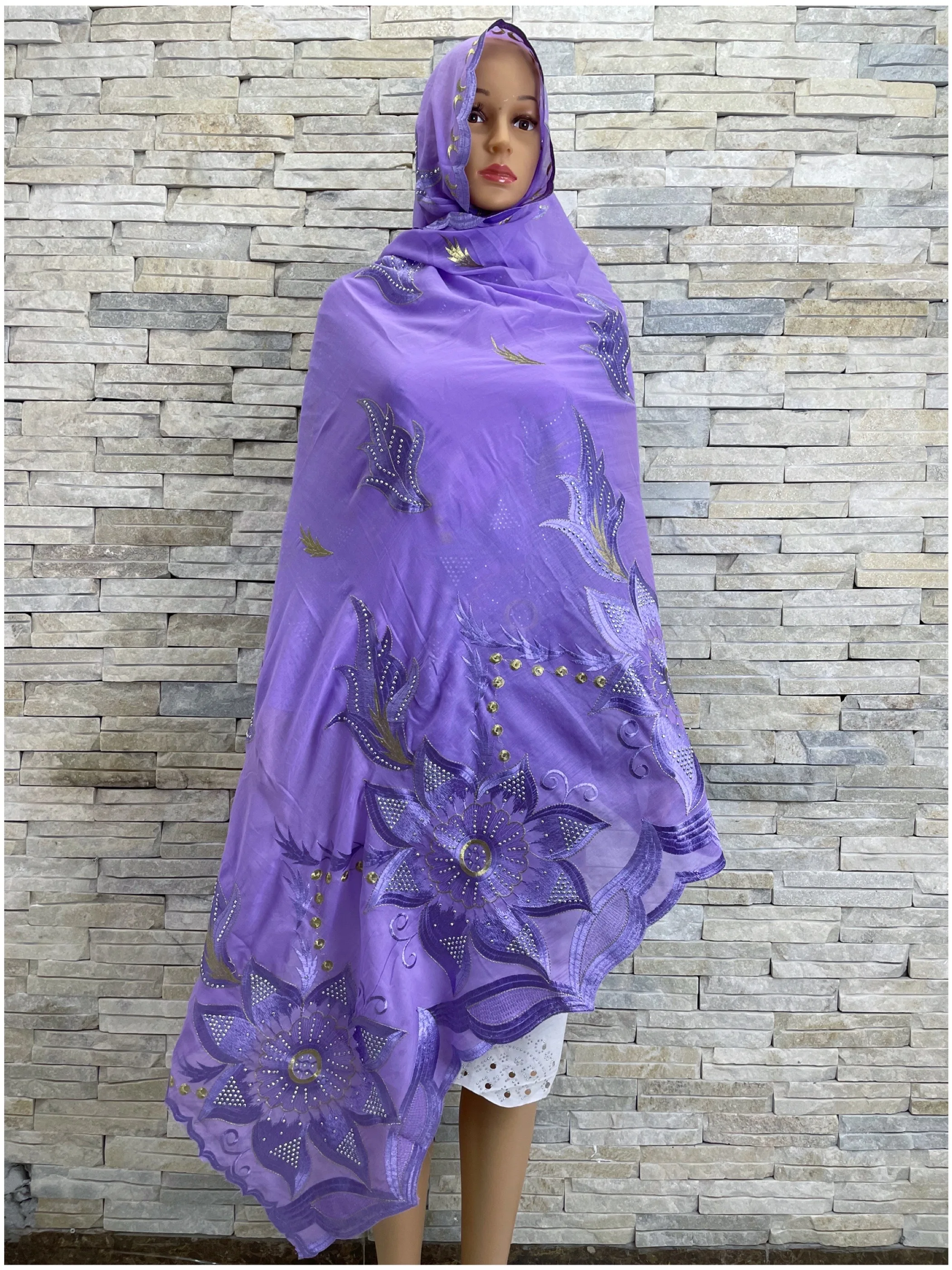 Écharpe en coton brodé pour femmes musulmanes, Hijab africain, Islam Pashmina, Turban de sauna, Châles de Dubaï, 2023 Coton, Printemps, Nouveau, 100%