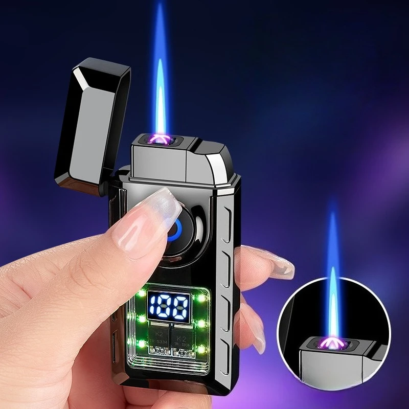 Gas and Electricity Dual-medicine Smart Digital Display Visual Action Lighter Advanced Metal Electric Lighter Smoke Accesoires