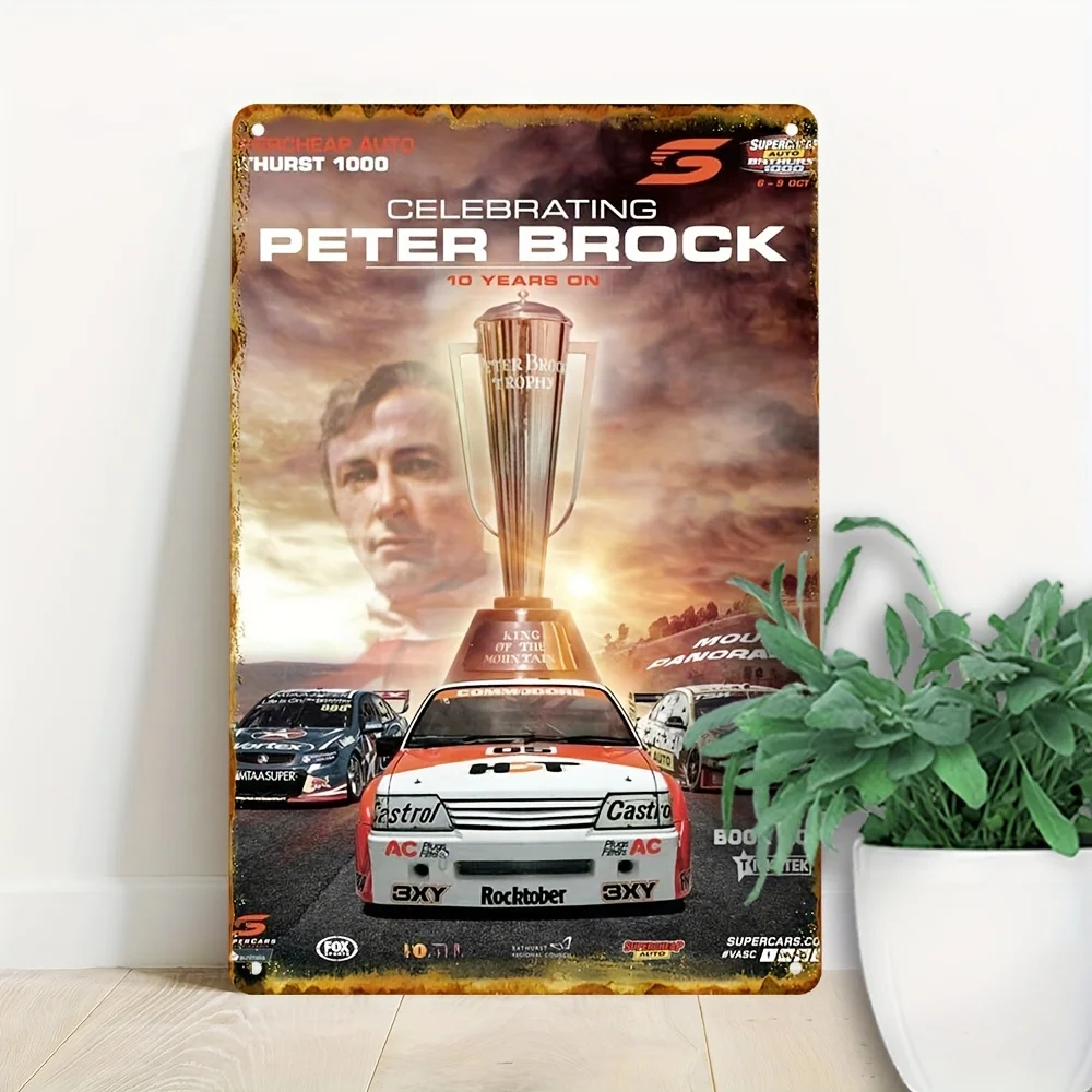 Retro Metal Tin Sign - Peter Brock 1000 Celebration Vintage Racing Art, Dustproof,High Quality Wall Decor for Home, Bar, Cafe,