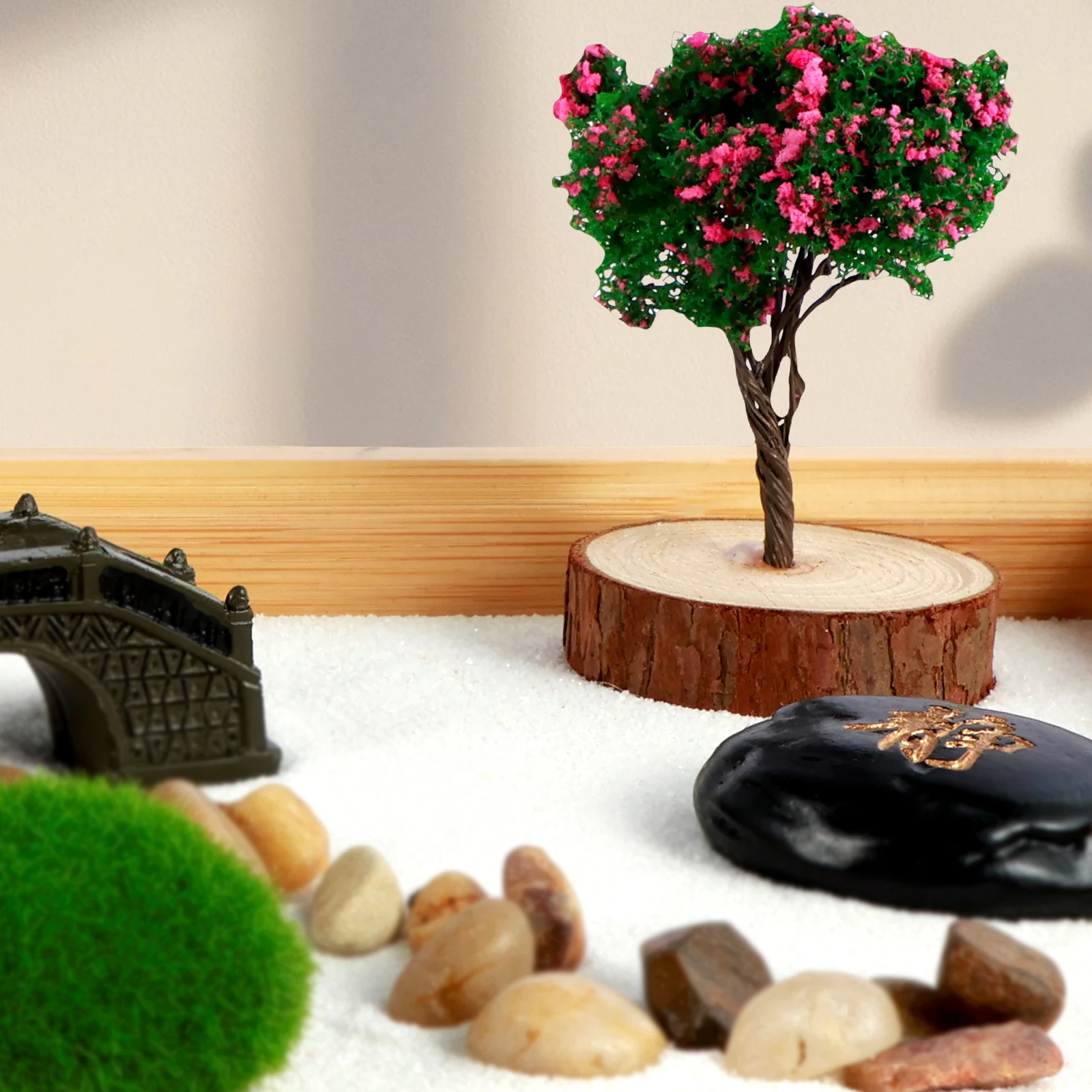 Mini Zen Garden Kit Desktop Sand Table Crafts Zen Decor Miniature Landscape Ornament for Home Office Desktop Meditation Decor