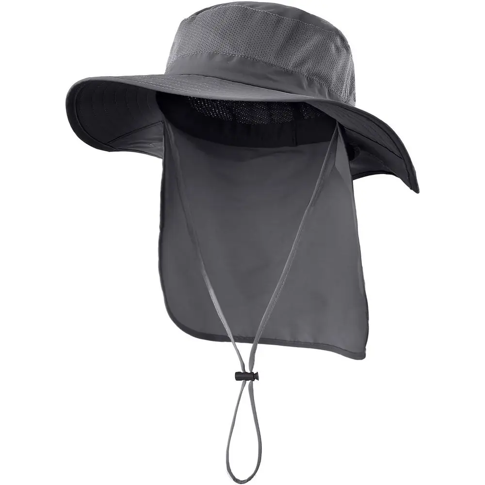 

UPF 50+ Wide Brim Mesh Sun Hat with Chin Strap for Men and Women