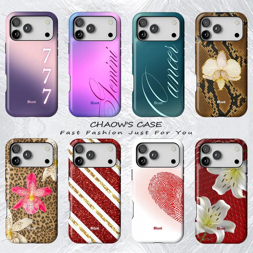 

Korean Fingerprint Blooming flowers Phone Case for iPhone 17 17e 16e 16 15 14 13 12 11 Air Pro Max Plus Double-layer Back Cover