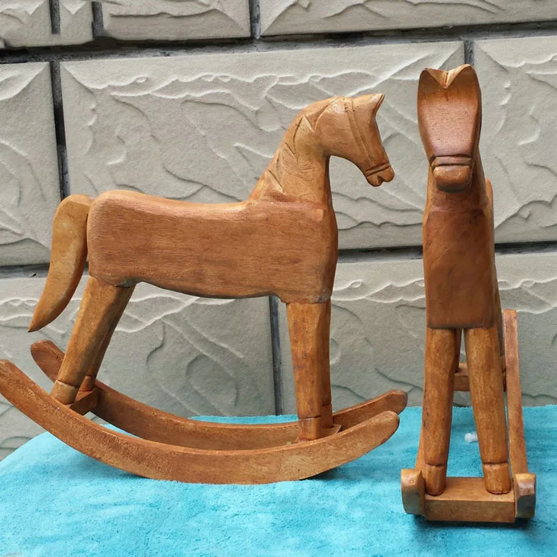 DIY Carving Wooden Rocking Horse Handmade Souvenir Craft Children Toy Kids Birthday Decoration Childhood Gift Wedding Home Decor