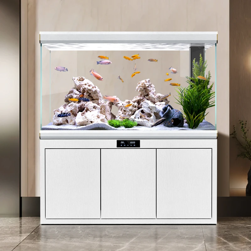 Glass fish tank living room large screen floor to ceiling household entrance partition wall bottom filter goldfish tank