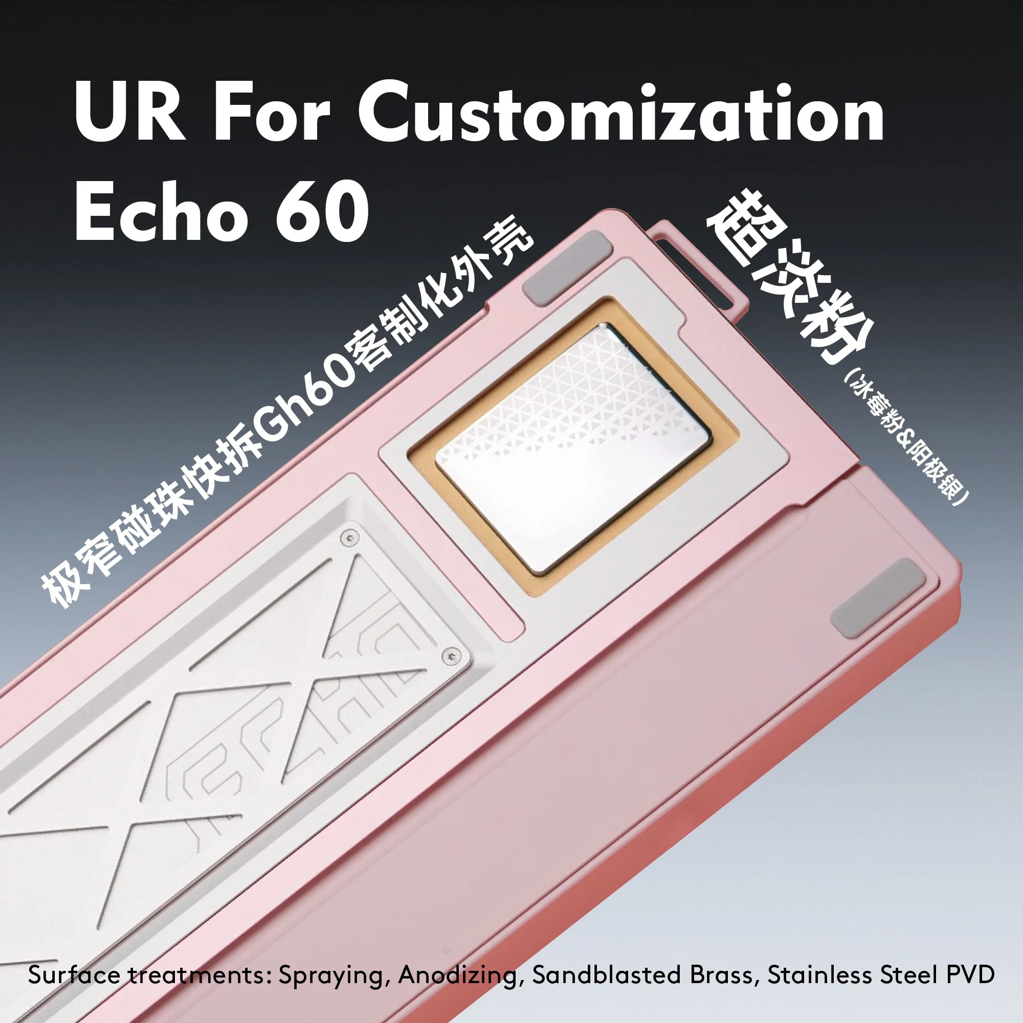 

UR Studio ECHO60 Aluminium Alloy Keyboard Shell Rapidly Detachable Mechanical Keyboard Shell Craeative Keyboard Case For GH60