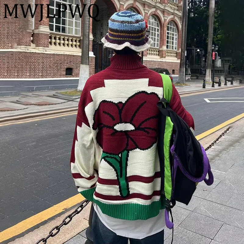 เสื้อสเวตเตอร์ไหมพรมคอเต่าครึ่งตัว รุ่น MWJLPWQ 2025 สำหรับฤดูใบไม้ร่วงและฤดูหนาว ดีไซน์ลำลองแบบสีตัดต่อ ซิปคู่อเนกประสงค์ รุ่น 12525