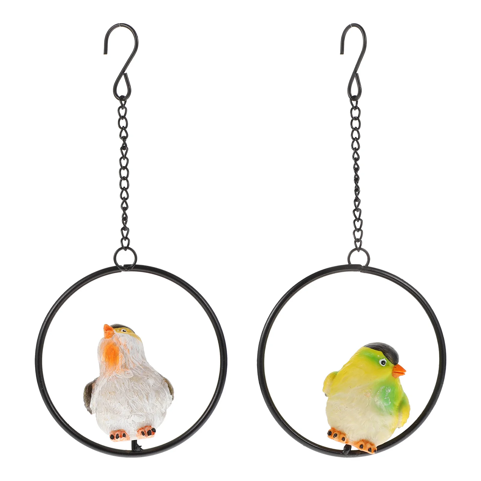 

2Sets Exquisite Resin Bird Wall Hangings with Iron Loop Natural Look Decorative Ornament for Living Room Garden Home Office
