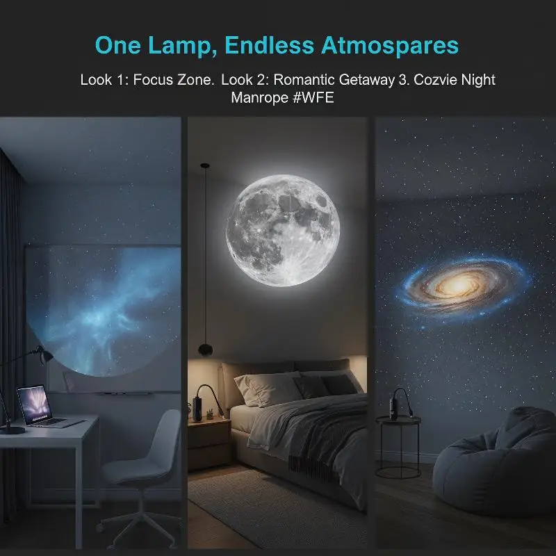 Vibrant LED USB Moon Projector Lamp with Earth and Constellation Features for Home Bedrooms