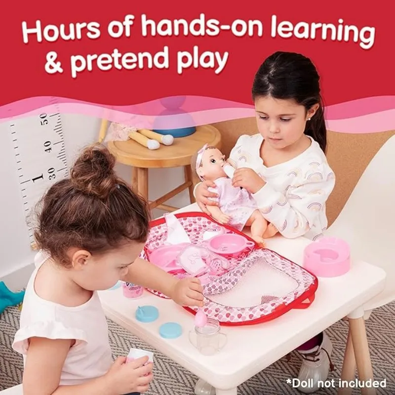 Playing house toy18-piece Baby Doll Accessories Set Girls' home game simulation realistic toy gift Perfect for Children and Girl