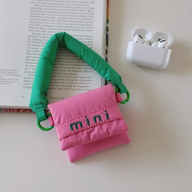 Fashion Square Super Mini Dtorage Bags for Girls Earphone Headphone Cloth Organizer Bags Rose Red Green Coin Money Pouch Bags