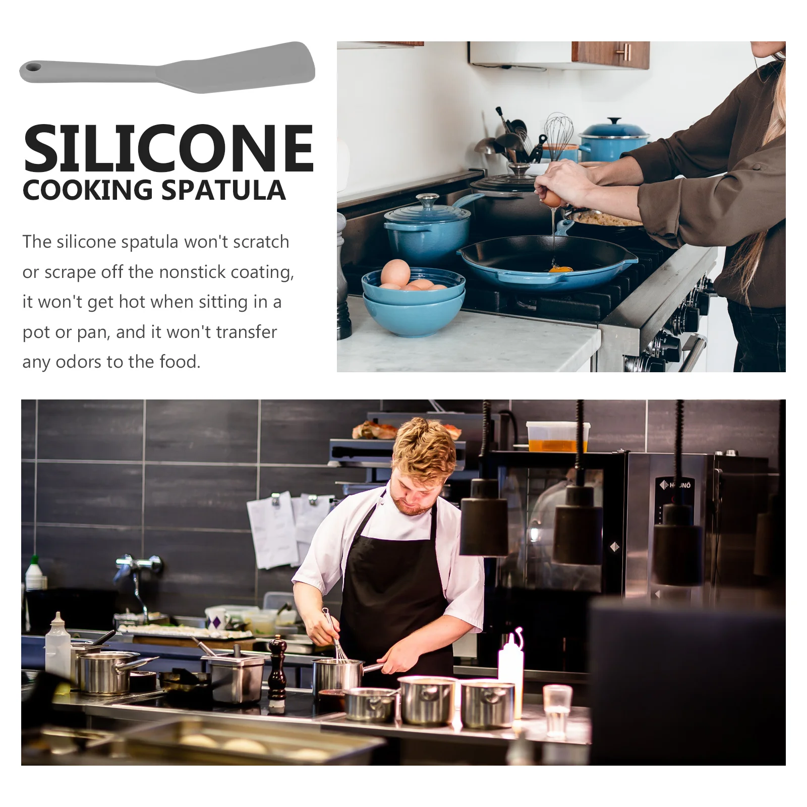 

Cookware Silicone Spatula Cooking Turners Multifunction Grey Silica Gel Kitchen