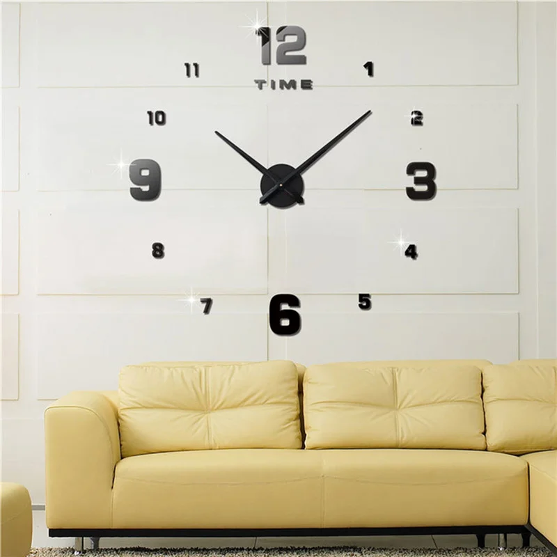 Large Diy Watch Wall Minimalist Mechanism Movement Hands  Silent Art Wall Clock Industrial Home Design Home Watch