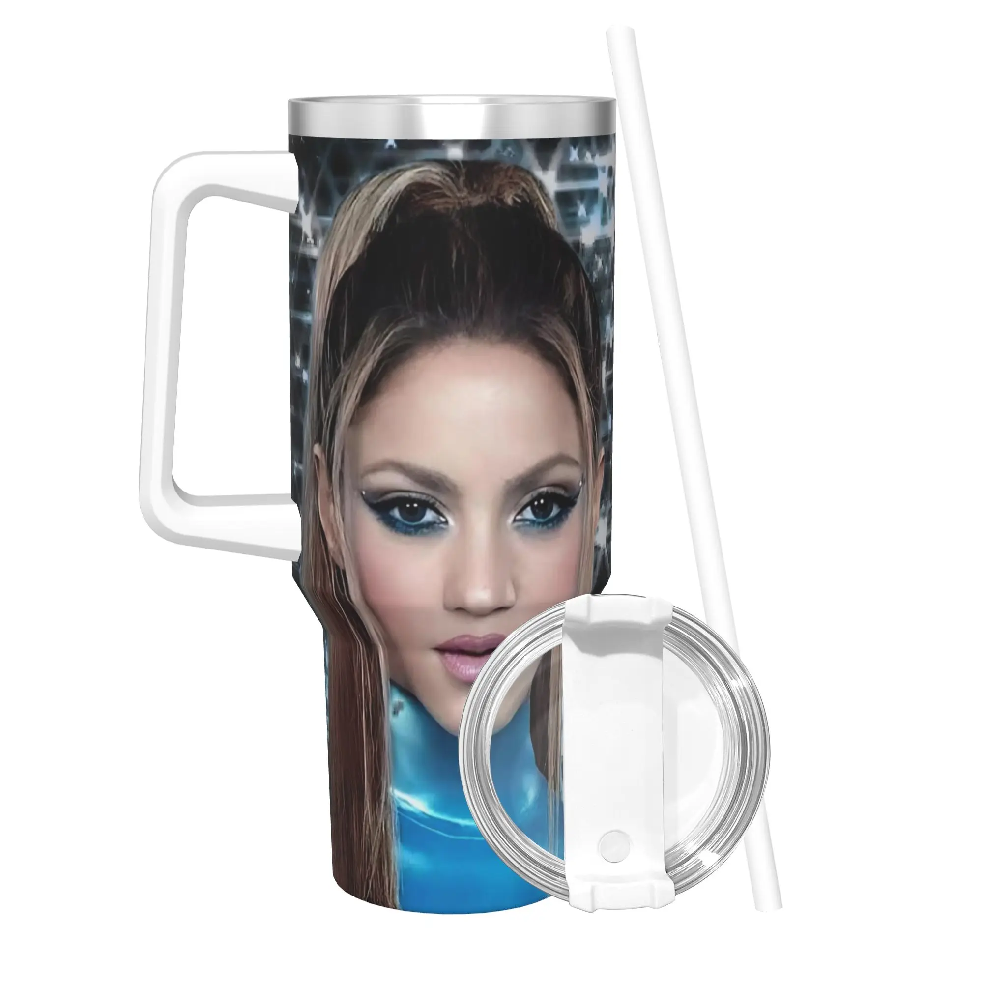 Shakira Singer Tumbler With Straw  Stainless Steel Mug Double Wall Vacuum Insulated for Cold Or Hot 40oz