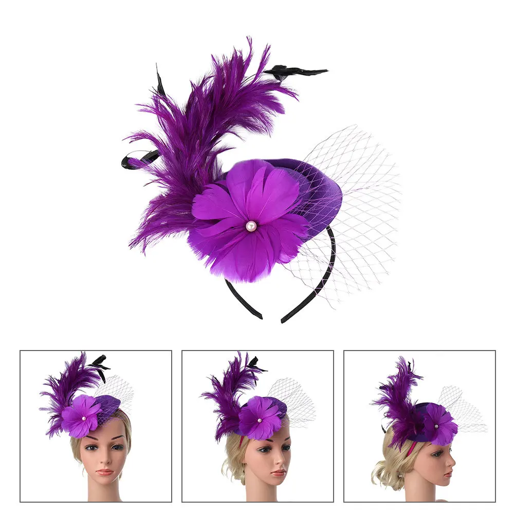 

1 шт. Мини-шляпка для невесты, элегантный фасцинатор с вуалью для свадеб, вечеринок, выпускных, банкетов, коктейльных вечеринок, женские шляпки-фасцинаторы