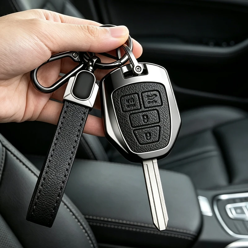 Metal Leather Car Remote Key Case Cover For Toyota Yaris Tacoma Camry Corolla RAV4 Prius C Highlander 2012 - 2020 Protect Shell