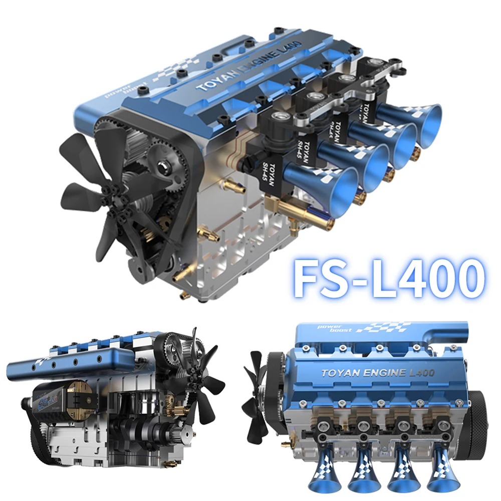 TOYAN FS-L400 14cc Inline 4 Ylinder Water Cooled Nitro Engine Four-stroke Methanol Engine Suitable for 1/10 RC Car and Boat Toy