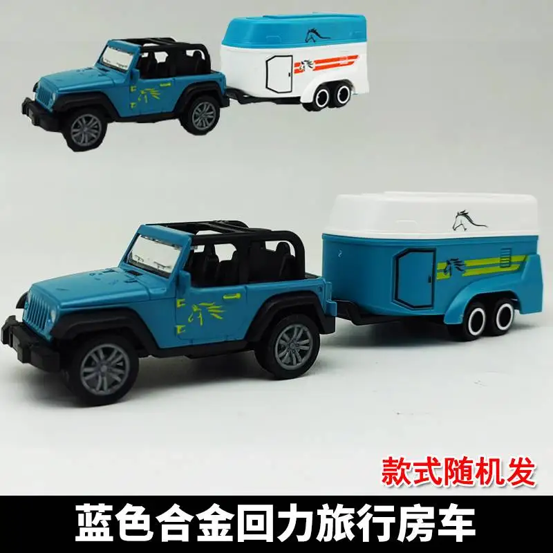 Modèle de voiture de ville en alliage pour enfants, remorque tout-terrain rétractable, jouet pour bébé avec portes ouvrantes, voiture de camping