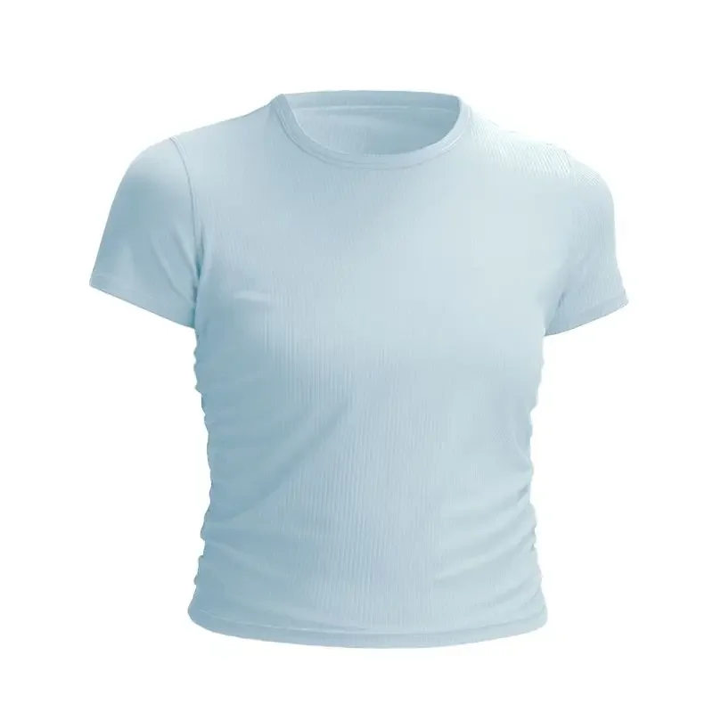 YOGA Naadloze shirts met korte mouwen voor dames Ademende hardlooptraining Tops Atletische Gym Yoga Basic T-shirts