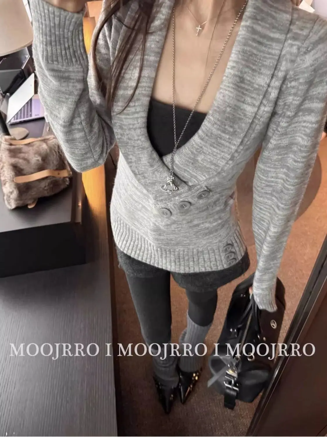 Solid Deep V-neck Cross Knitted Jumpers Grunge Harajuku Slim Fit Pullovers Y2k Aesthetic Irregular Button Sweaters Vintage