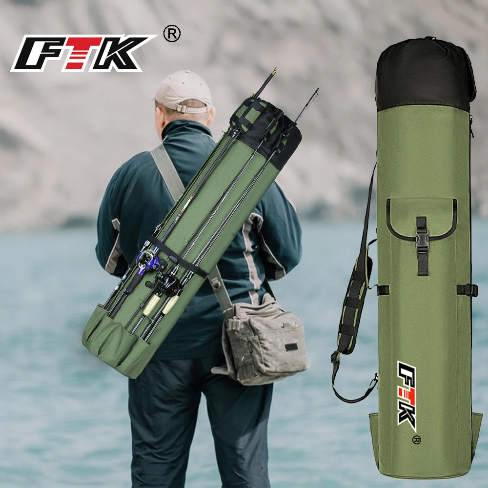 

FTK уличная сумка для переноски удочки, нейлоновые сумки для хранения рыболовных снастей, цилиндр, дорожный портативный рюкзак для морской рыбалки