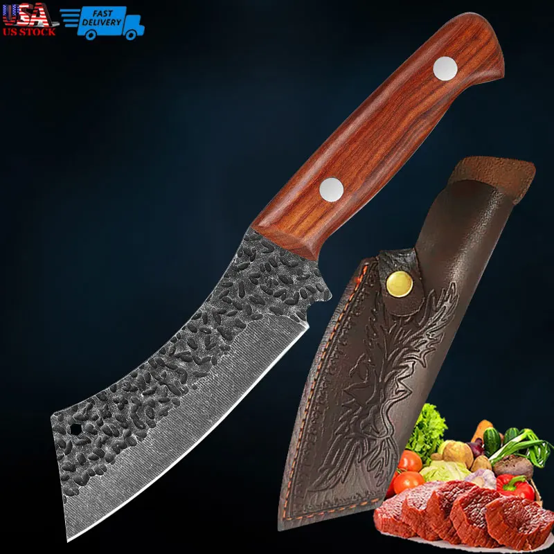 Stainless Steel Forging Boning Knife with Wooden Handle Machete Kitchen Hand Meat Knife Family Fruit Knife