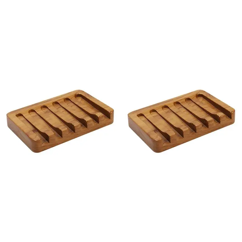 KYCOR-2X Soap Dish With Slanted Waterfall Design, Bar Soap Holder Teak Wood, Soap Saver For Shower,Bathroom, Sink, Kitchen
