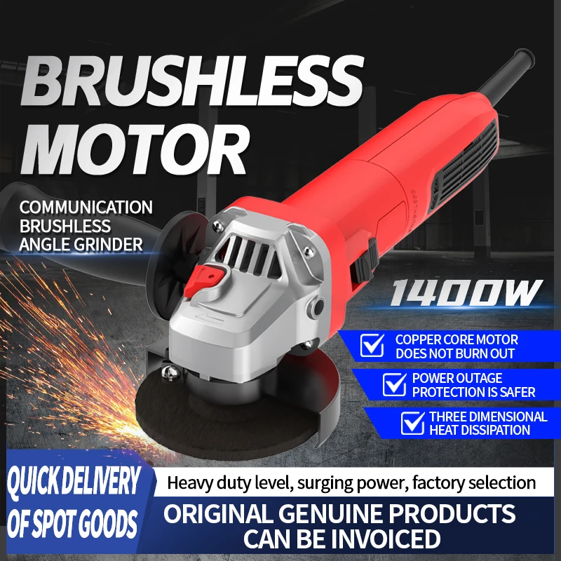 Electric Angle Grinder 100/125mm 1400/1800W 11000rpm Metal Wood Power Tools Plug-in Cutting Machine Grinder