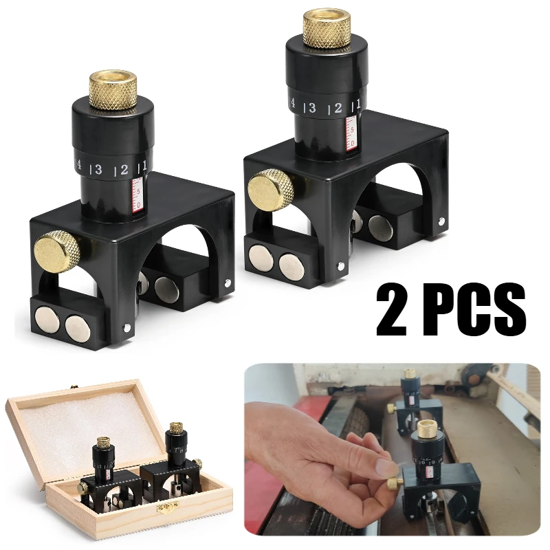 2PCS Planer Blade Setter Adjustable Magnetic Planer Blade Setting Jig with Gauge & Storage Case for Woodworking Wood Jointer