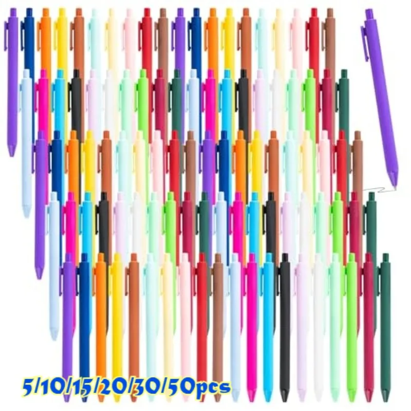 5/10/15/20/30/50pcs Ballpoint Pens, Candy Color Plastic Click Pens, Creative Student Writing Pens, Stationery Set
