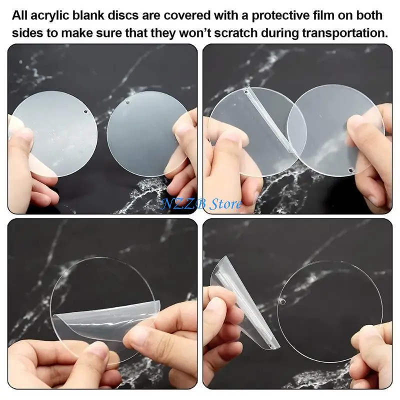 T21F Acrylic Keychain Blanks for Craft with Rings Tassels and Jump Rings for DIY