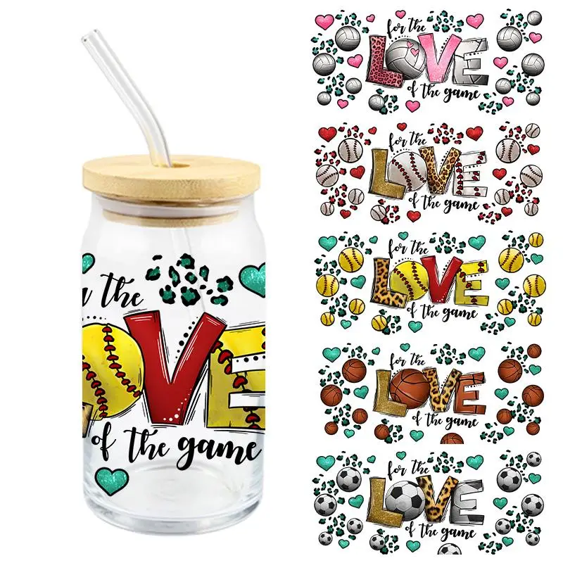 Uv Dtf Transfer Sticker Love Of The Game Diy Waterproof For Wrap 16Oz Libby Glasses Cup Easy To Use High Temperature Resistance