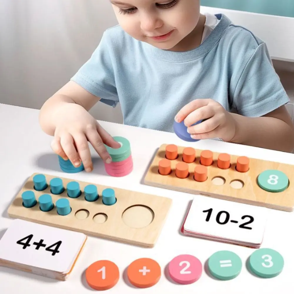 1 conjunto de dez quadros crianças brinquedos aritméticos de madeira educação precoce crianças matemática brinquedos modulares adição cognitiva crianças jogos montessori