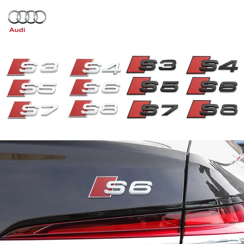 ABS Car Sticker for Audi Sline S3 S4 S5 S6 S7 S8 RS3 RS4 RS5 RS6 RS7 RS8 Logo A3 A4 A5 A6 A7 A8 Emblem Badge Decal Decoration