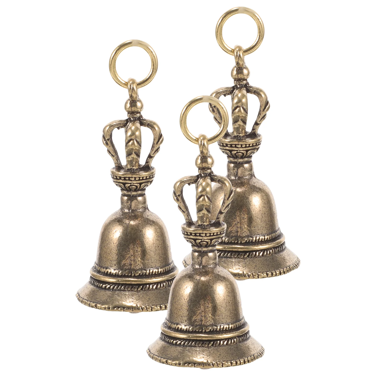 3 Pcs Bell Keychain Ritual Handbell Wiccan Altar Tibetan Charms Jingle Bells Craft Fob Jewelry Making DIY for Crafting