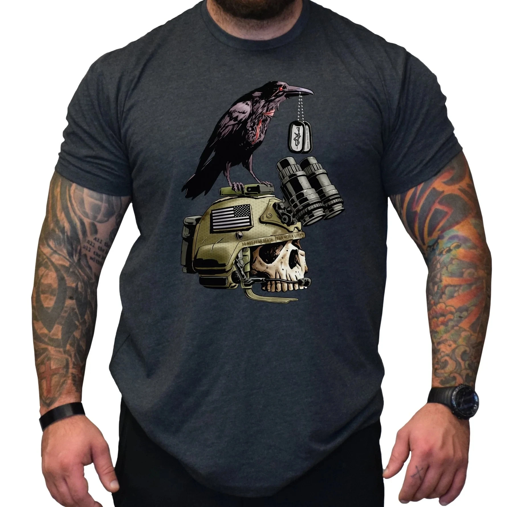 Do Not Fear Death, Fear Never Living. MICH Skull Memento Mori T-Shirt 100% Cotton O-Neck Short Sleeve Summer Casual Mens T-shirt