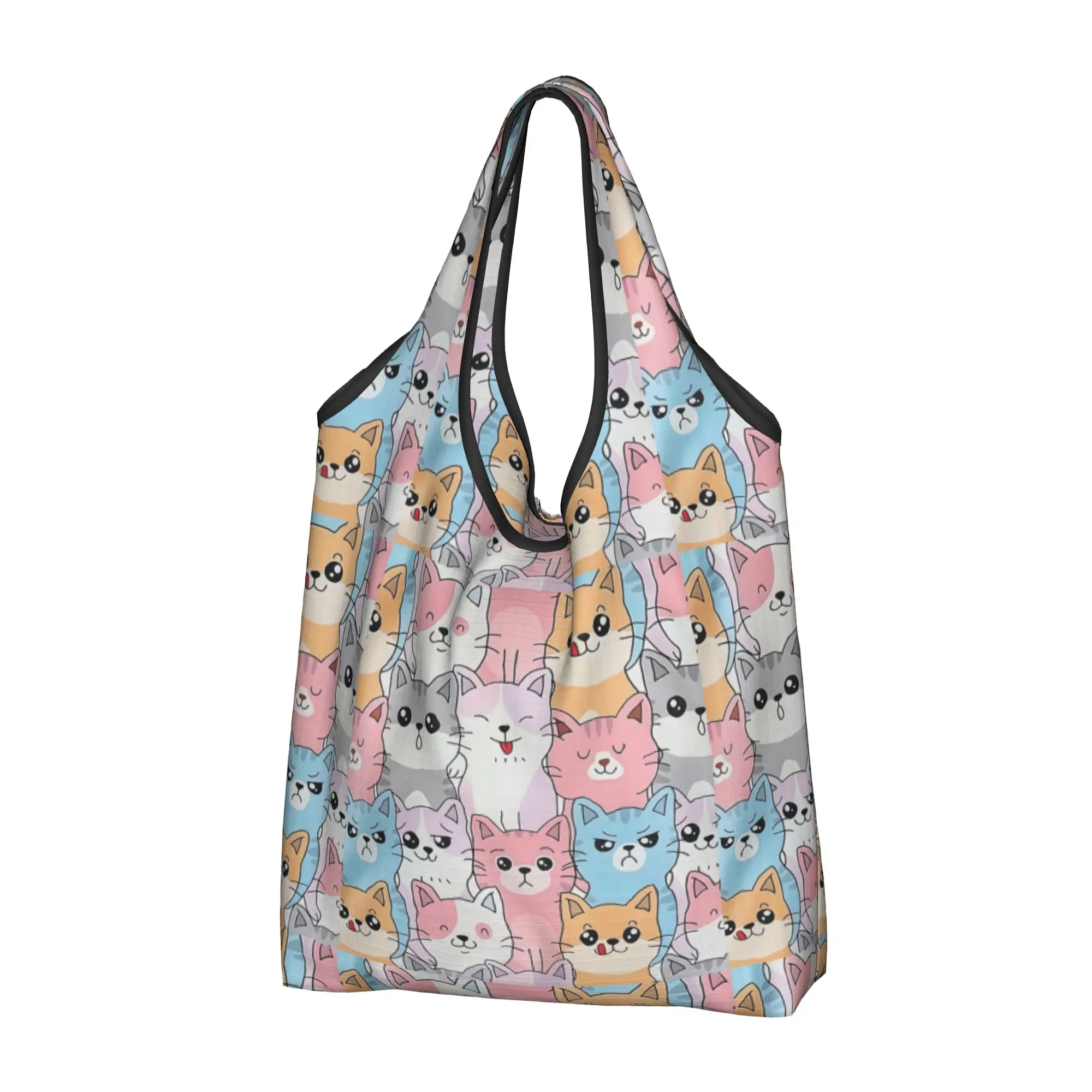 Funny Printed Funny Colourful Creative Cat Printed  Tote Shopping Bag Portable Shoulder Shopper  Handbag