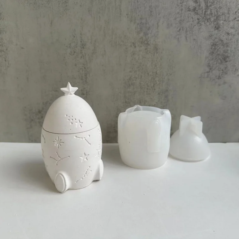 Rocket storage box silicone mold starry sky rocket jar resin epoxy mold plaster decoration mould