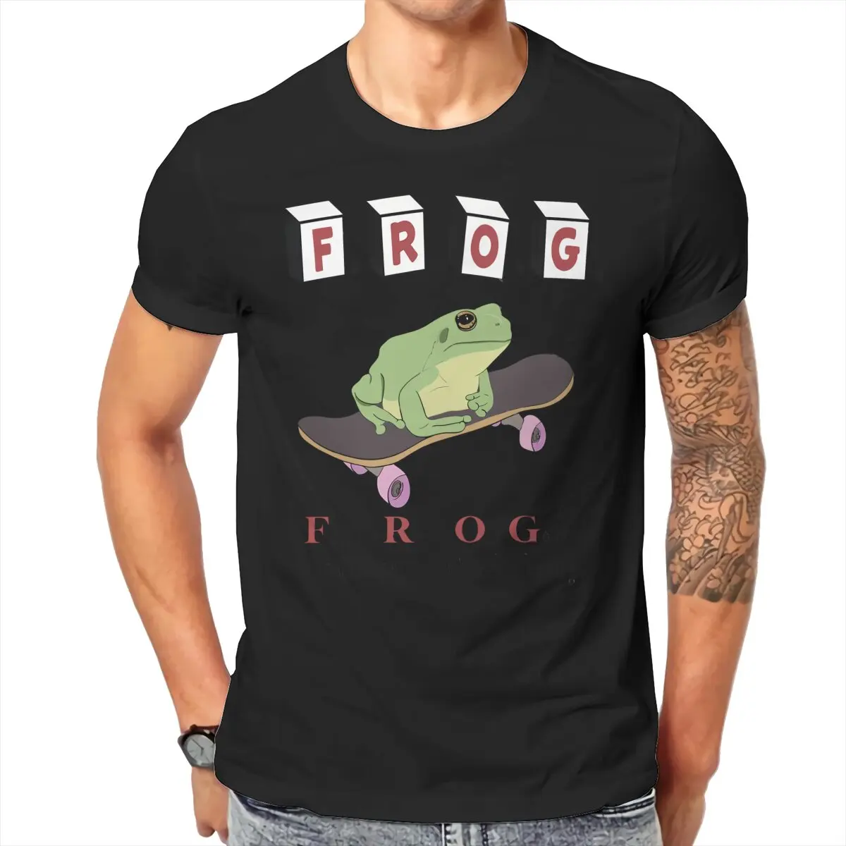 Funny Frog Animal Crewneck TShirts Fully Rely On God's Indifference Print Men's T Shirt Hipster Tops Size S-6XL