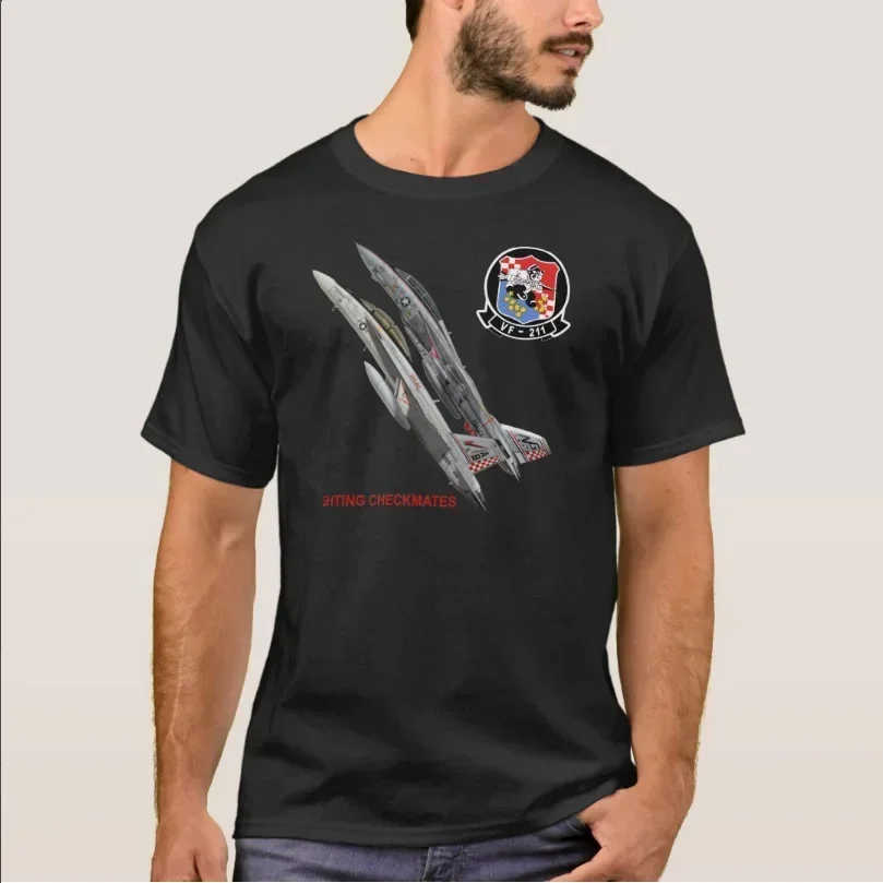 VF-211 Fighting Checkmates Men T-Shirt Short Sleeve Casual 100% Cotton O-Neck Summer TShirt