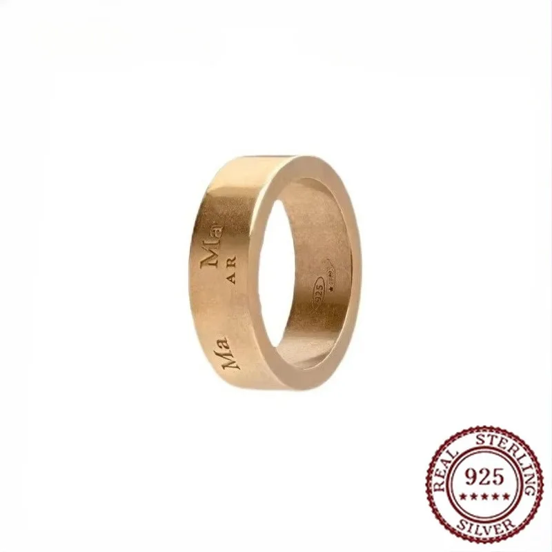 Digital Style S925 Pure Silver Plated 14K Gold Ring, High Grade, Neutral Style, Couple Fashionable Daily Outfit