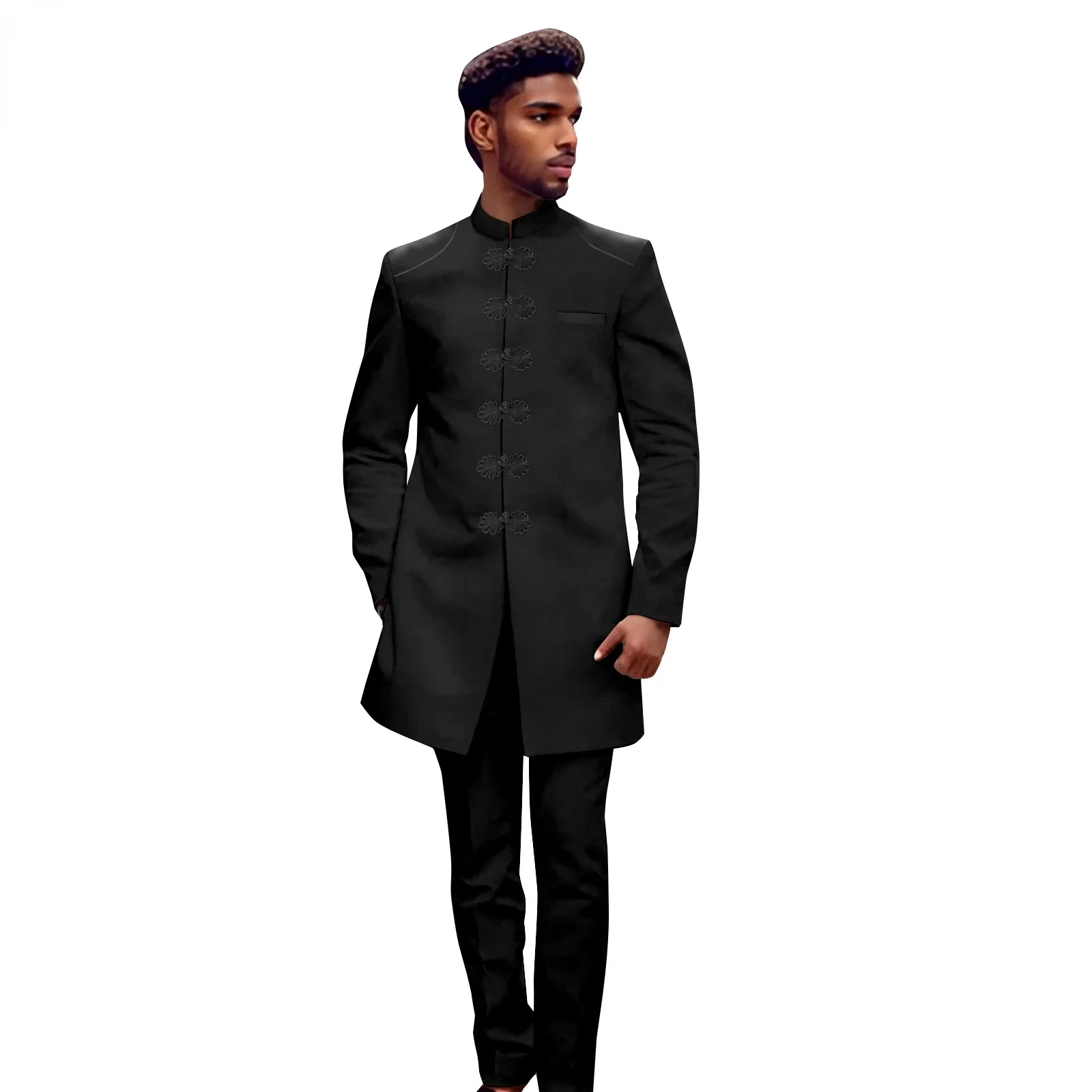 2024 neue Männer passt afrikanische Mode Blazer Hosen Hochzeit Bräutigam elegante einreihige Jacke Abend party formelles Kostüm 2St