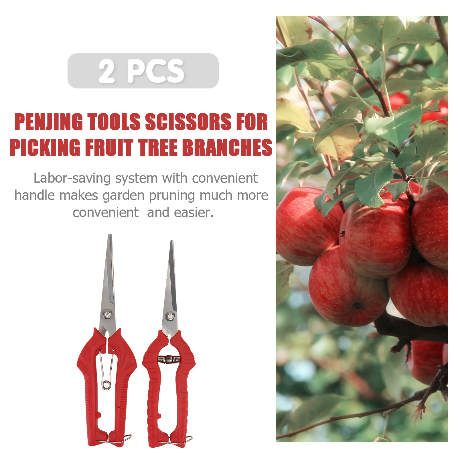 

2Pcs Pruning Shear Professional Gardening Branch Scissor Compact Fruit Picking Trimmer Pruning Scissor Garden Accessory