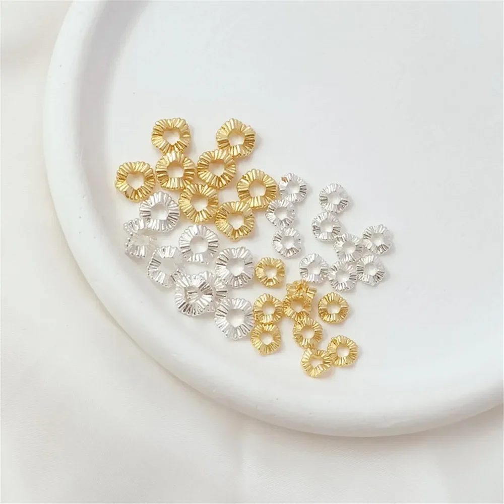 Silver 14K Gold-plated Pleated Wavy Sequins, DIY Handcrafted Bracelet with Beads, Round Sequins, Necklace Accessories