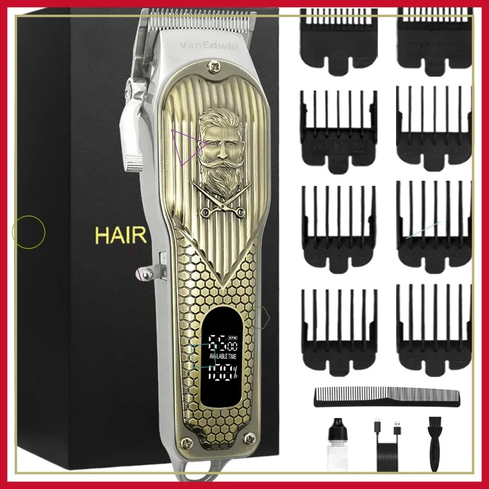 

Professional Hair Clippers for Men, Cordless Barber Clippers & Trimmer, Ultra High Performance Electric Fade Haircut Kit
