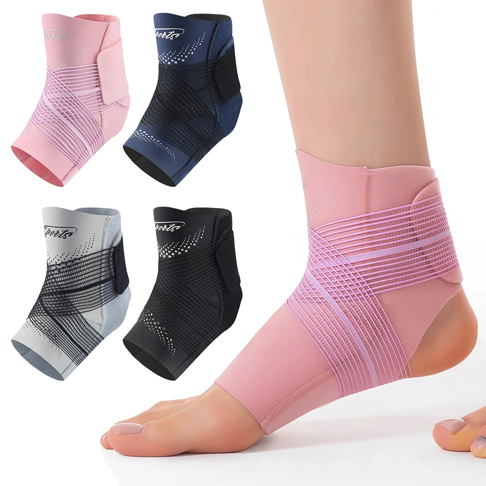 

Регулируемый бандаж для голеностопа (1/2 шт.) для мужчин и женщин, компрессионный поддерживающий рукав с ремешком для занятий спортом, при растяжениях, восстановлении после травм