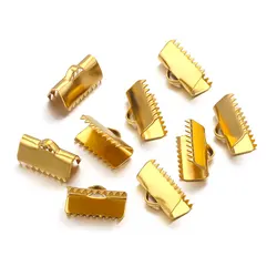 20pcs Stainless Steel Crimp Beads Cove Clasps Cord End Caps String Ribbon Leather Clip Connectors Jewelry Making Supplies