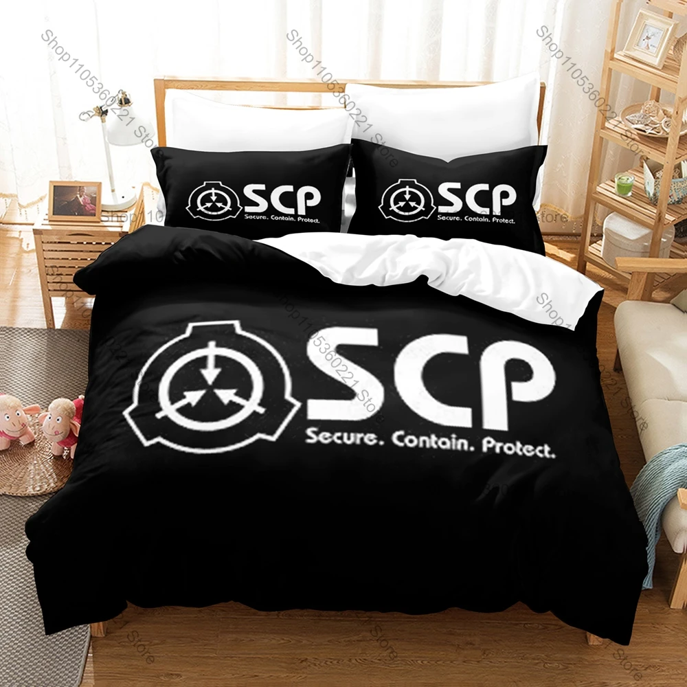 3 In 1 SCP Secure Contain Bedding, Duvet Cover + Two Pillowcases, Classic Foundation Art Design Soft Fabric Perfect Gift Choice