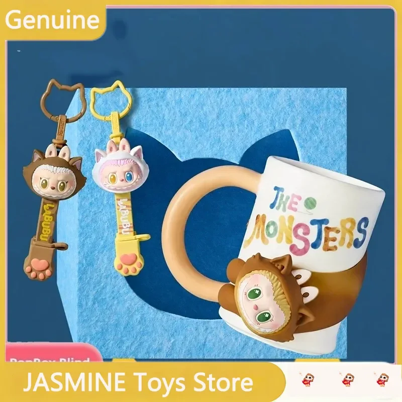 Genuine POP MART The Monsters Labubu Cat Mode On Series Ceramic Mug Creative Drinking Cup Home Office Thermos Cup Moving Gifts