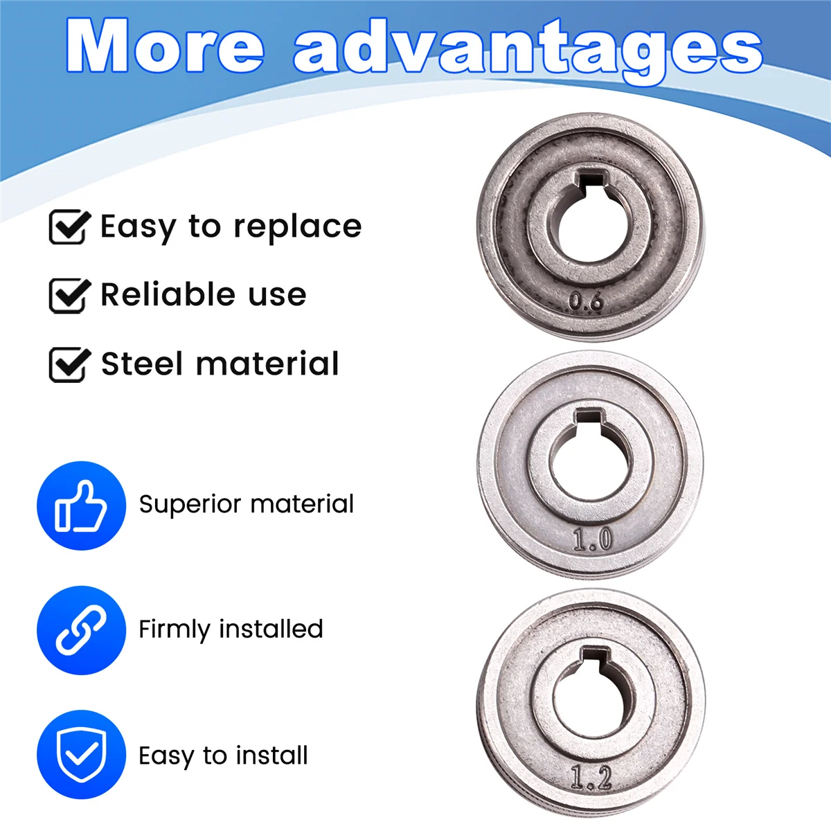 3PCS Welding Wire Feeding Roller Drive Wheel 0.6mm-1.2mm Knurl K Groove MIG Wire Guide High Quality Welding Accessories