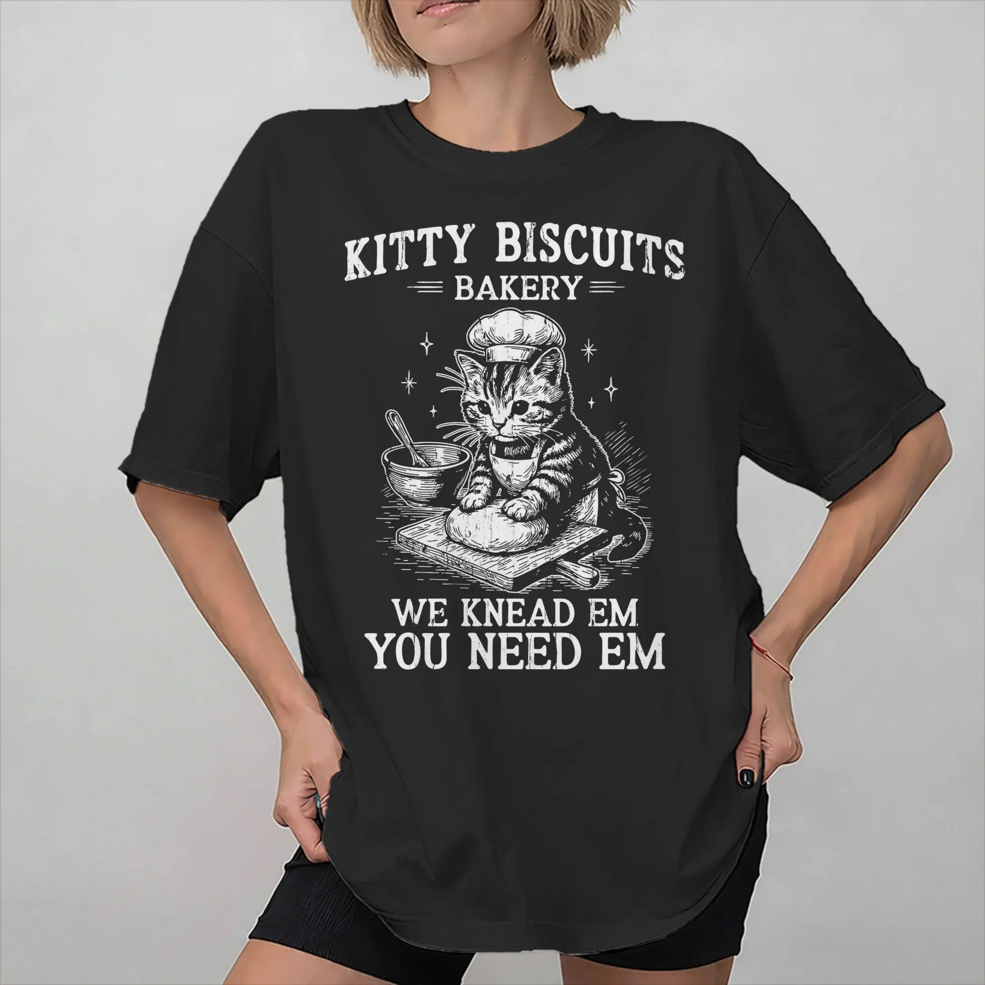 Men Women  Biscuits We Knead Em You Need Em T Shirt 100% Cotton New Arrival Tee Shirts Cute Cats Clothing Outfits